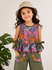 Safari Bloom Girls Co-ord Set in Cotton
